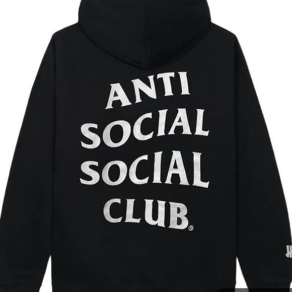 Anti Social Social Club Black Undefeated Paranoid Hoodie Medium - Picture 4 of 7